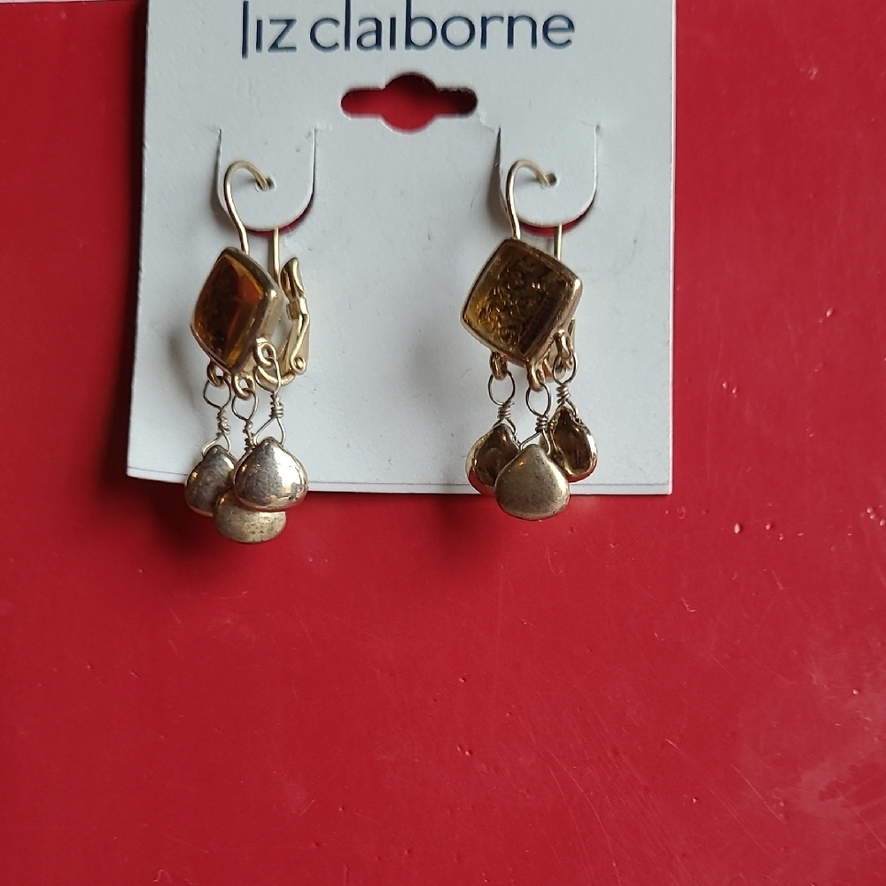 Liz Claiborne Gold Dangle Earrings